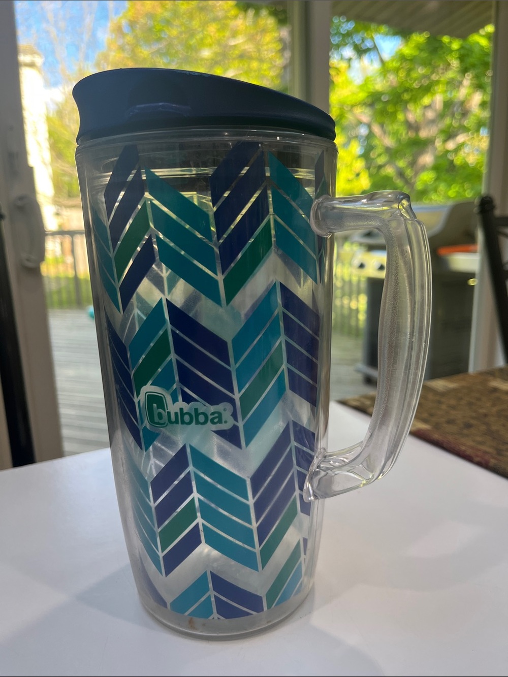 Bubba Blue/Teal/Green Chevron Travel Mug with Handle, BPA free, 48 oz